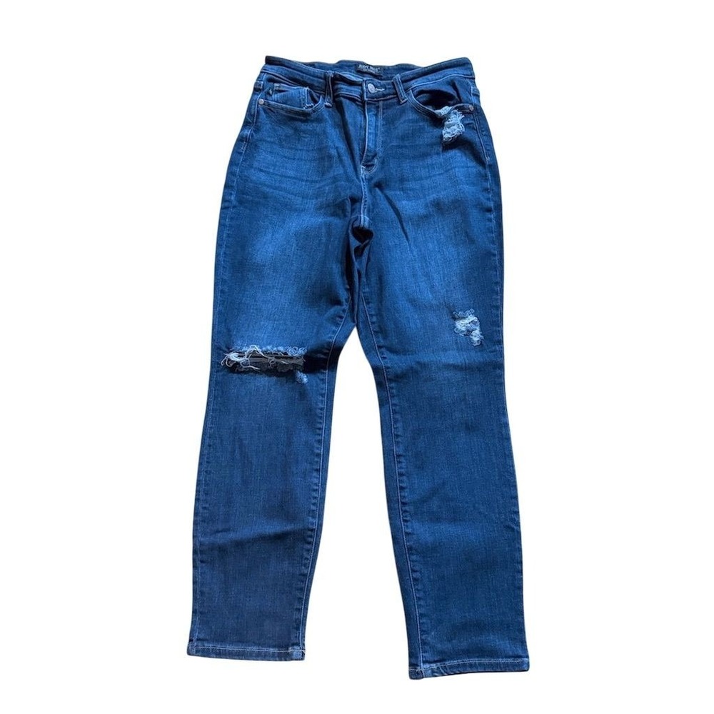 Judy Blue Women's Distressed Straight Jeans Size 9x29 Blue Medium Wash denim